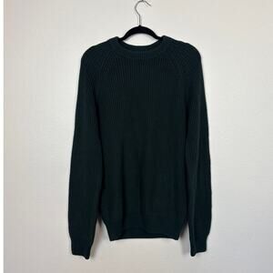 Quince Organic Cotton Fisherman Crewneck Chunky Knit Sweater Sark Spruce Medium